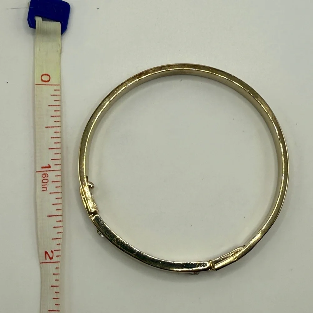 Ann Taylor‎ Hinged Bangle Elegant Gold Tone Bracelet with Crystal Accents